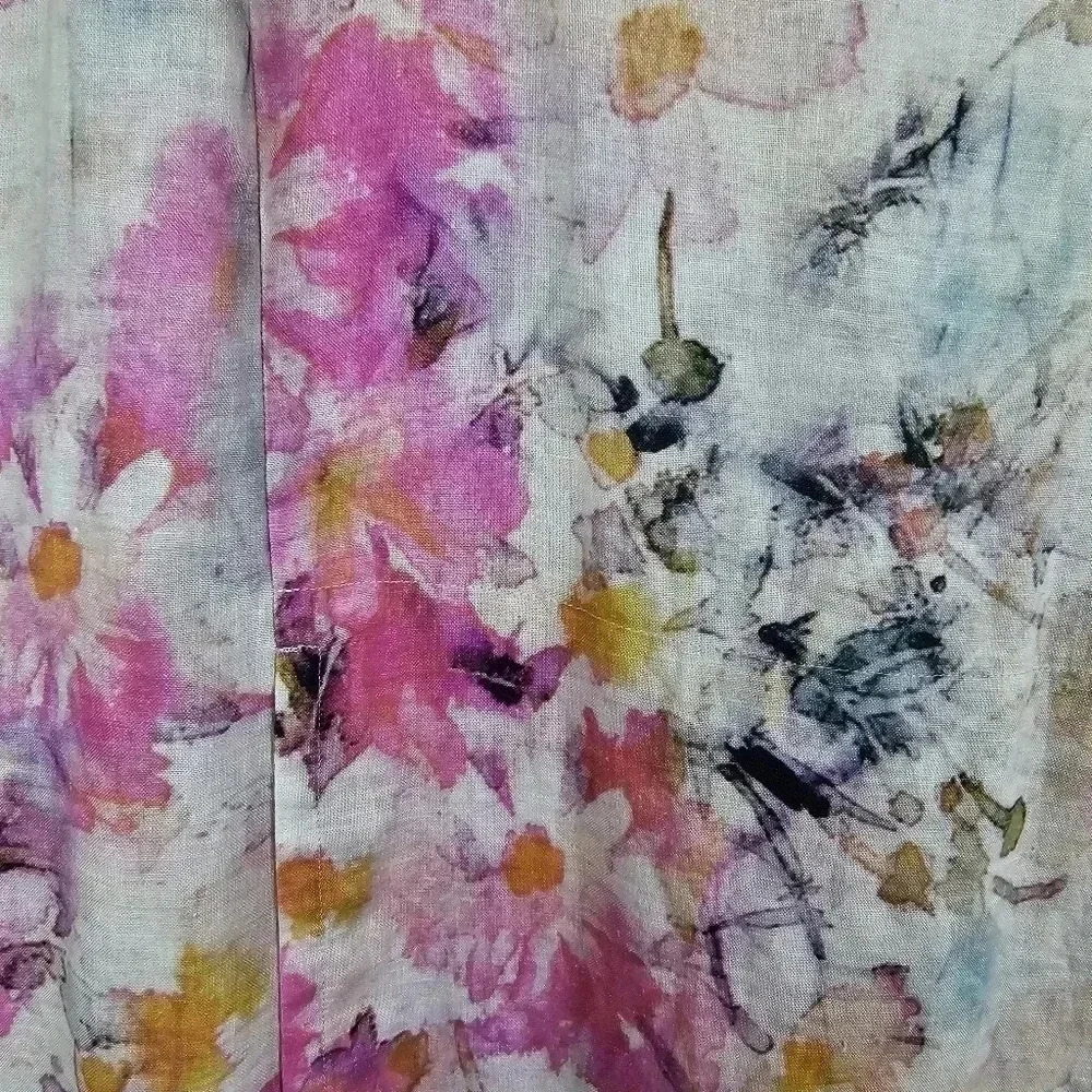 Pure Jill 100% linen sleeveless watercolor floral midi dress - Picture 6 of 9